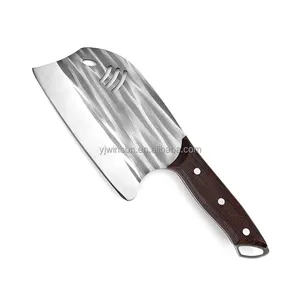 不锈钢菜刀切肉刀，带锻造刀片迷你菜刀，带木柄。