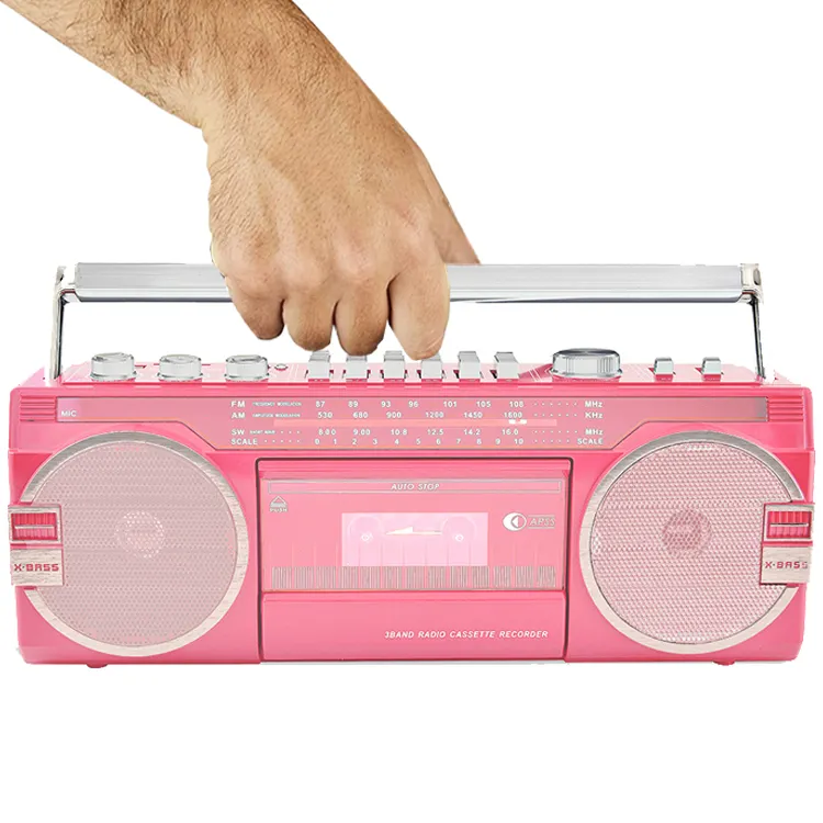 Plateau d'enregistrement stéréo avec Usb, couleur rose rétro nostalgique, Portable, lecteur De bandes, Usb Am Sw, Radio Fm avec Usb