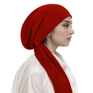 Turban musulman simple, <span class=keywords><strong>chapeau</strong></span> hijab, <span class=keywords><strong>foulard</strong></span> plissé, voile côtelé respirant, couvre-chef pour perte de cheveux due à la chimiothérapie, hijab instantané pour femme - Product Image 5