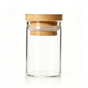 Frasco de vidrio de 30 mm de diámetro con cuello recto, 10 L5 20 25 30 50 60 80 100 110 <span class=keywords><strong>ml</strong></span>, con tapa de bambú, botella de 10 <span class=keywords><strong>ml</strong></span> para deseos, uso médico, alimentos, regalos, dulces - Product Image 5