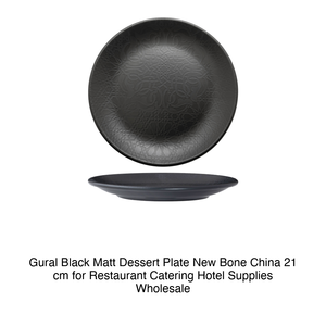 จานขนมหวานสีดำด้าน Gural ผลิตจาก New Bone China ขนาด 21 ซม. สำหรับร้านอาหาร โรงแรม จัดเลี้ยง ขายส่ง - Product Image 2