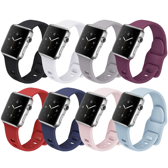 Sport Silicone Watch Bands for Apple Watch 38/40/42/44mm Rubber Smart Watch Strap for IWatch Full Series