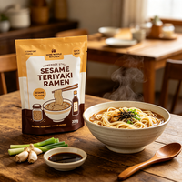 Nouilles Ramen Instantanées 200g Saveur Teriyaki au Sésame Non Frit, Marque Privée OEM, Vente en Gros, Fournisseur Asiatique
