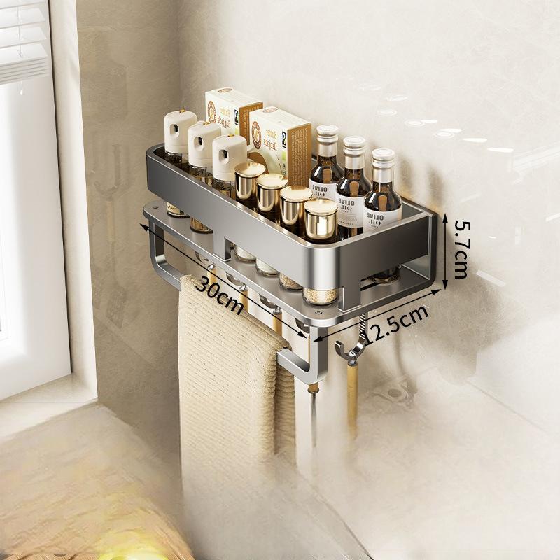 [Gray] Single layer 30cm hook and rod storage rack