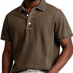 Polo de Manga Corta Retro de Color Sólido para Hombre, Nuevo Modelo 2026, con Logotipo Personalizable - Product Image 5