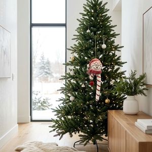 Adorno Navideño <span class=keywords><strong>de</strong></span> <span class=keywords><strong>Muñeco</strong></span> <span class=keywords><strong>de</strong></span> <span class=keywords><strong>Nieve</strong></span> con Purpurina y Bastón <span class=keywords><strong>de</strong></span> Caramelo, Adorno Colgante <span class=keywords><strong>de</strong></span> Bastón <span class=keywords><strong>de</strong></span> Caramelo a Rayas Rojas y Blancas con Gorro <span class=keywords><strong>de</strong></span> Papá Noel y Campana Roja - Product Image 4