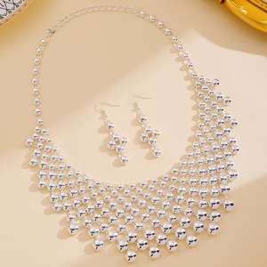 두바이 24k 금 3피스 합금 웨딩 신부 패션 주얼리 액세서리 목걸이 귀걸이 팔찌 세트 - Product Image 6