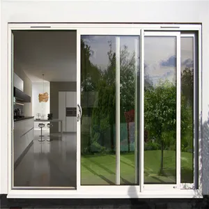 Pintu Geser Kaca Kustom, dengan Engsel Pintu Kaca Panggangan Stainless Steel Interior Modern Pintu Kaca Asap