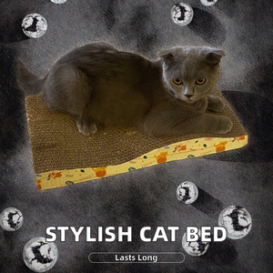 Tempat tidur kucing klasik Modern, karton bergelombang Oval tahan lama furnitur kayu kertas wol pohon kucing bergaya untuk Halloween - Product Image 3