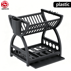 Multifunctional Sustainable Double-Layer PP Plastic <b>Kitchen</b> <b>Storage</b> Rack Non-Folding Design Modern Style Dish Drainer Knife - Product Image 2