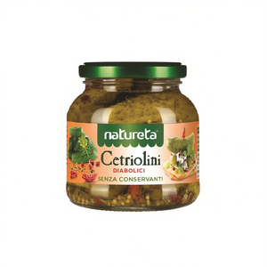 Cetriolini Piccanti al Sapore di Diavolo Natureta, Conservati in Aceto, Refrigerati, 280g X 12pz, Sottaceti Premium Senza Conservanti - Product Image 2