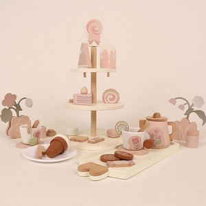 Juego de Accesorios de Cocina de Juguete para Niños, Mini Soporte para Cupcakes, Postres, Juego de Té de Madera para Niñas Pequeñas - Product Image 6