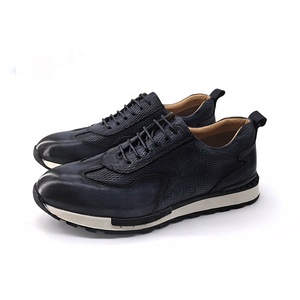 Scarpe <span class=keywords><strong>da</strong></span> <span class=keywords><strong>Uomo</strong></span> Eleganti in Vera Pelle Blu Navy Resistenti all'Usura Fatte a Mano per Casual, Feste, Sport e Business - Product Image 1