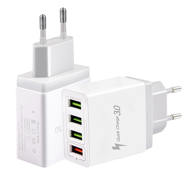 Universal 18W USB Quick Charge 4.0 QC 3.0 4 Port USB Wall Charger USB Fast Charging QC3.0 LED Adapter for SAMSUNG IPHONE HUAWEI