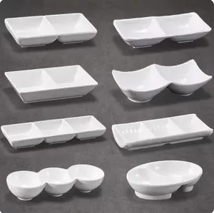 Dip Sauce Bowls Set Dual Dipping Sauce Dishes Small Sauce Cups/Bowls for Sushi, Tomato Sauce, BBQ or Other Dinner
