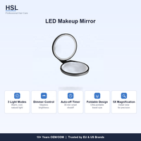 Miroir cosmétique portable à LED double face avec grossissement 5X, pliable, personnalisé, avec minuterie d'arrêt automatique de 30 minutes, arrêt intelligent