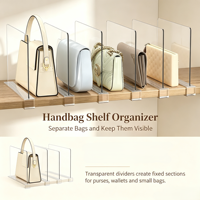 Diviseurs d'étagères amovibles en acrylique transparent pour l'organisation des placards, salles de bain et armoires, pour vêtements pliés et sacs à main, sans perçage