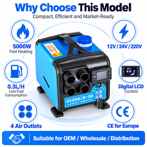 ND02002 เครื่องทำความร้อนน้ำหล่อเย็นไฟฟ้าแบบพกพาออลอินวัน 5Kw 8Kw ระบบอัตโนมัติ 12V/24V สำหรับใช้งานกลางแจ้ง - Product Image 3