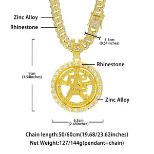 Collar con colgante de letras 2Pac giratorio de aleación de zinc chapado en oro de 14K, cadena cubana con incrustaciones de circonitas, joyería hip hop para fiesta - Product Image 6