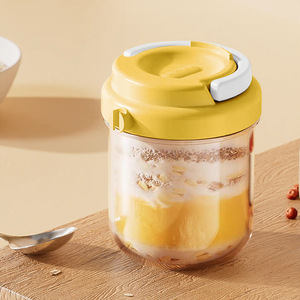 Pot en verre hermétique pour overnight oats, petit-déjeuner, salade, lait, smoothie, céréales, avec couvercle et cuillère, portable, pour réfrigérateur - Product Image 4