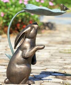 Décoration de Pâques Bronze Lapin Sculpture Figurine Décorative pour Noël Décor À La Maison À La Main Solide Lapin Figure Plateau Top - Product Image 2