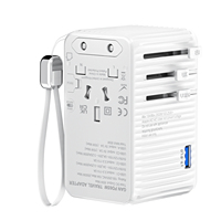 Adaptador de Viaje Universal Delgado con USB Tipo C QC3.0, Enchufe de Carga Rápida GaN PD100W Internacional para Reino Unido, Estados Unidos, UE y Australia