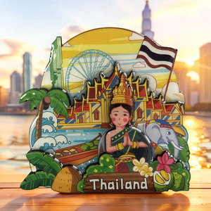 Magneti per Frigorifero in Legno MDF Personalizzati con Elefanti Thailandesi, Souvenir di <span class=keywords><strong>Phuket</strong></span>, Chiang Mai, Bangkok - Product Image 3