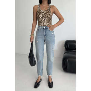 Mom Fit Jeans Breathable <b>Denim</b> <b>Trousers</b> Plus Size Casual Print Pencil Straight Baggy Styles Vintage Fashion Holes XS XXL for All - Product Image 6