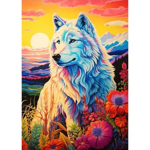 Voll bohrer Diamant Mosaik Stickerei Tier Wolf Blumen Bild 5D DIY Diamant Malerei für Home Decoration