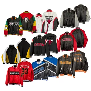 Raso di seta College Racing Team Baseball Bomber basket giacche personalizzate a buon mercato Vintage uomo Casual poliestere servizio OEM tessuto