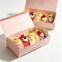 Boîte d'emballage personnalisable, recyclable, de qualité alimentaire, pour gâteau roulé, pain, chocolat, biscuits, dessert, boîte en papier