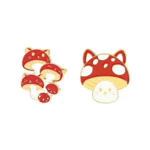 Cat Face Mushroom Enamel Pins Wholesale Cute Fun Animal Plant Brooch Lapel Pin Badge Manufacture