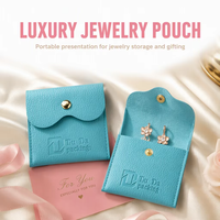 Pochette en cuir PU rose doré avec logo personnalisé, pour emballer des bijoux, des bagues, des boucles d'oreilles, des colliers, etc.