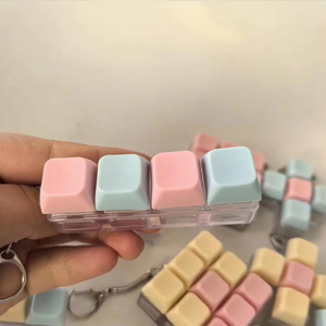 Jumon Fidget Keychain 4 Color <b>Cube</b> Stress Relief Toy TPE Material Unisex Anti Anxiety Desk Accessory - Product Image 4