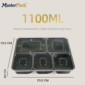 Boîte alimentaire jetable personnalisée style chinois, 5 compartiments pour repas à emporter - Product Image 2