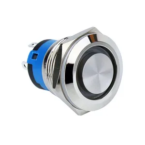 Led Push Button Switch 19 mm Momentary Latching 4 Pins Function Custom Pattern Lighting Customization 220V Stainless Steel