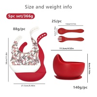 Ensemble de 5 pièces pour l'alimentation des bébés : assiette à ventouse en silicone, bol, cuillère et bavoirs en silicone sans BPA pour la diversification alimentaire des enfants