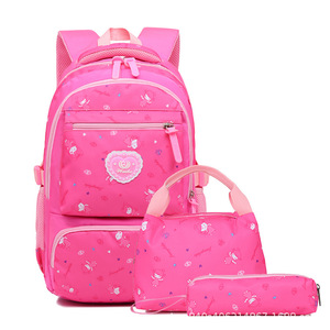 Cute Cartoon <b>Backpack</b> Set For Girls <b>School</b> 18 In <b>Large</b> Capacity With Pencil Case And Handbag Black Pink Pattern - Product Image 3