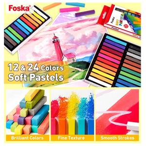FOSKA – Lot de 12/24 <span class=keywords><strong>craies</strong></span> carrées résistantes à la décoloration, bâtons de couleurs <span class=keywords><strong>pastel</strong></span> assorties pour peinture humide et sèche au toucher lisse - Product Image 2