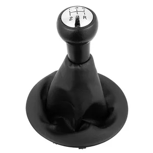 6 Speed Black Leather Universal Aluminum Manual Car Gear Shift Knob Shifter Lever