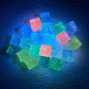 18mm Luminous Acrylic Ice <b>Cubes</b> Glitter Square Beads for DIY Jewelry Making and Craft Supplies - Product Image 3