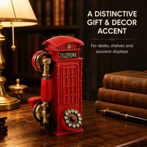 Inglese britannico London Street Red Telephone Booth Poli Resina banca Dei Soldi Piggy - Product Image 4