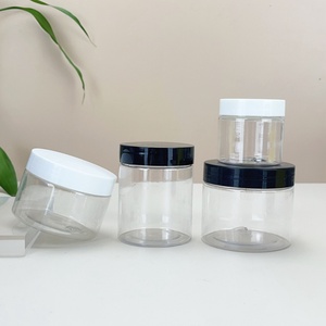 Tarro de plástico PET ámbar transparente o negro de boca ancha de 100ml, 120ml, 200ml, 250ml, 300ml, 400ml, 500ml con tapa de plástico dorada, plateada o negra - Product Image 2