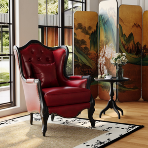 <span class=keywords><strong>Fauteuil</strong></span> simple en cuir véritable American Heritage, base en bois massif, <span class=keywords><strong>fauteuil</strong></span> rembourré confortable pour salon - Product Image 3