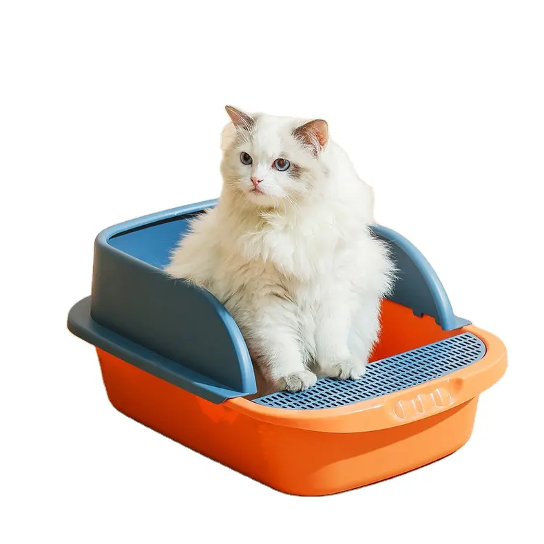 2023มาใหม่แมวครอกกล่องพลาสติกปิดขนาดใหญ่แมวครอกกล่องถาดห้องน้ำ