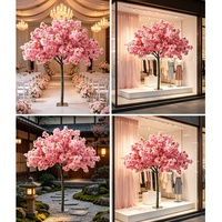 Décoration intérieure bleue, arbre à fleurs de cerisier artificiel de 3 m (10 pieds) avec quatre pots de 8 pieds et centre de table violet de 6 pieds, livraison incluse, globe bordeaux