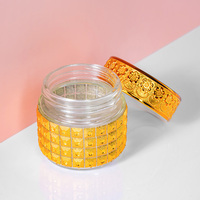 Boîte d'emballage personnalisée pour safran, style Moyen-Orient doré de Dubaï, avec incrustations, pot en verre rond vide de 100 ml avec couvercle, très vendu