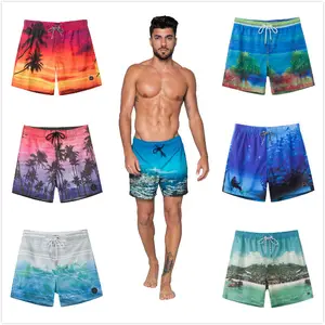 Customized Logo Men Summer Solid Color Beach Shorts Wholesale Trunk Quick Dry Swim Trunks With Print