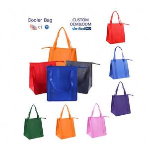 Custom Logo Letter Pattern Lunch Thermal Insulation Bag Zipper Foldable Non Woven Waterproof Supermarket Shopping Grocery <b>Cooler</b> - Product Image 1