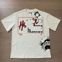เสื้อยืดแขนสั้นแฟชั่นลำลองผู้ชาย ผ้าฝ้าย 100% 260 กรัม พิมพ์ลายดาวนรกสไตล์วินเทจสวยงาม แบบถัก - Product Image 5